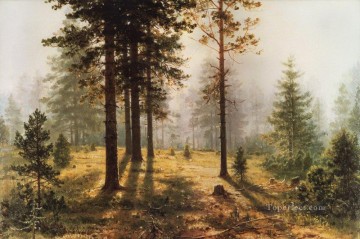 niebla en el bosque paisaje clásico Ivan Ivanovich árboles Pinturas al óleo